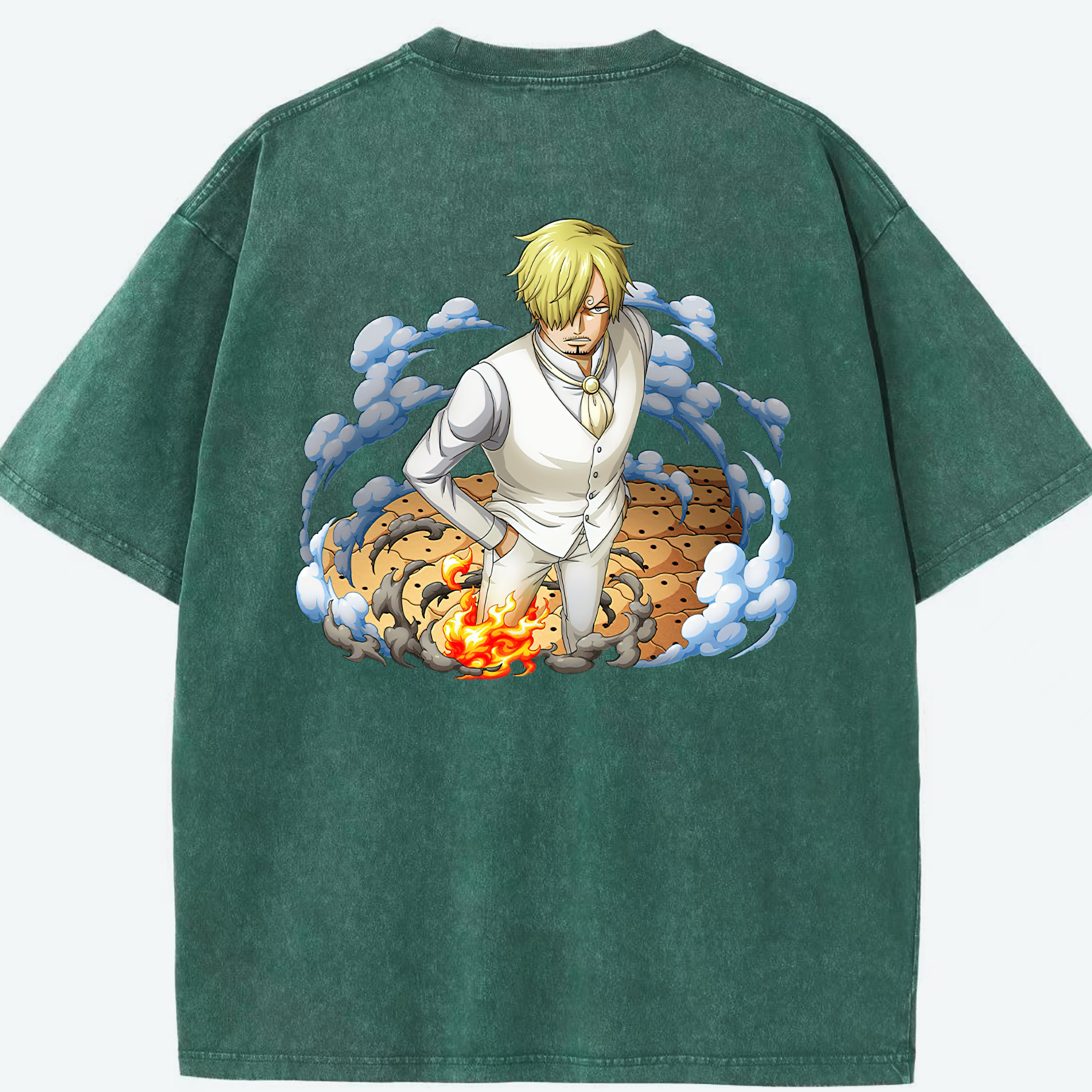 ワンピース サンジ ONE PIECE Sanji 綿100% ヴィンテージ風 半袖Tシャツ（背面プリント）